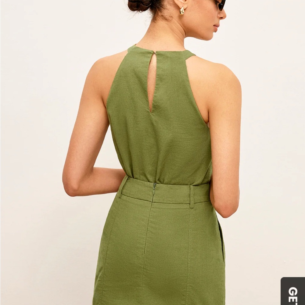 NWT Commense Cotton Linen Halter Neck Green Skort Set L - Picture 3 of 5